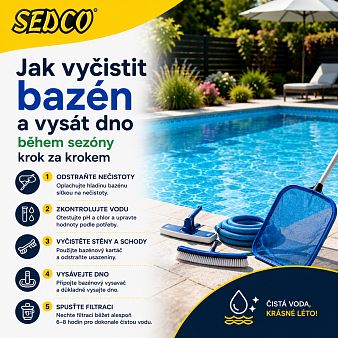 Jak vyčistit bazén a vysát dno během sezóny krok za krokem